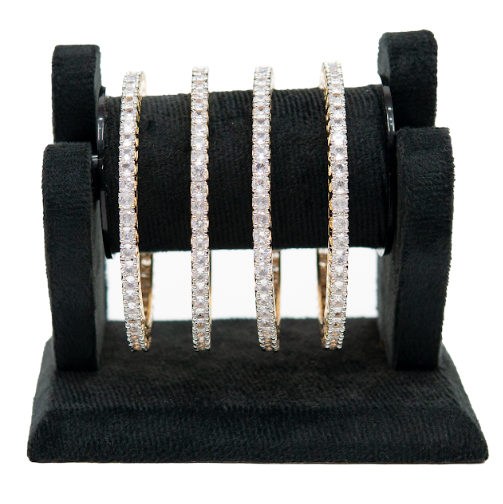 Slim CZ Stone Bangles for Women – Gold & Silver Finish